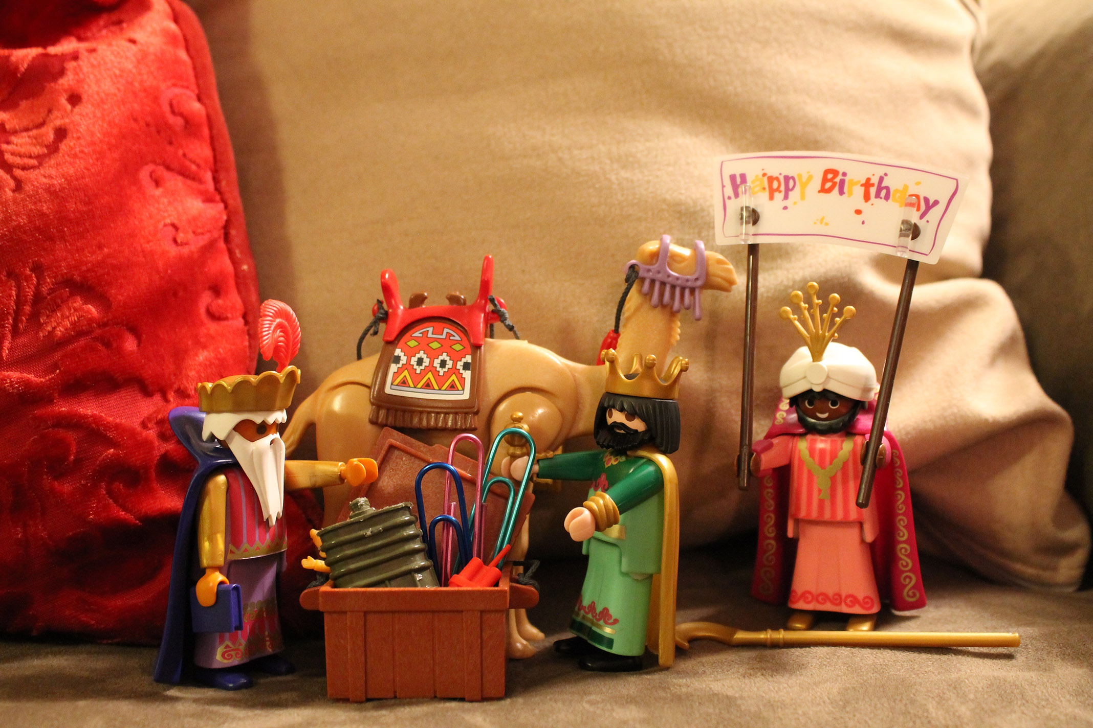 The three wisemen wish my son a happy birthday.