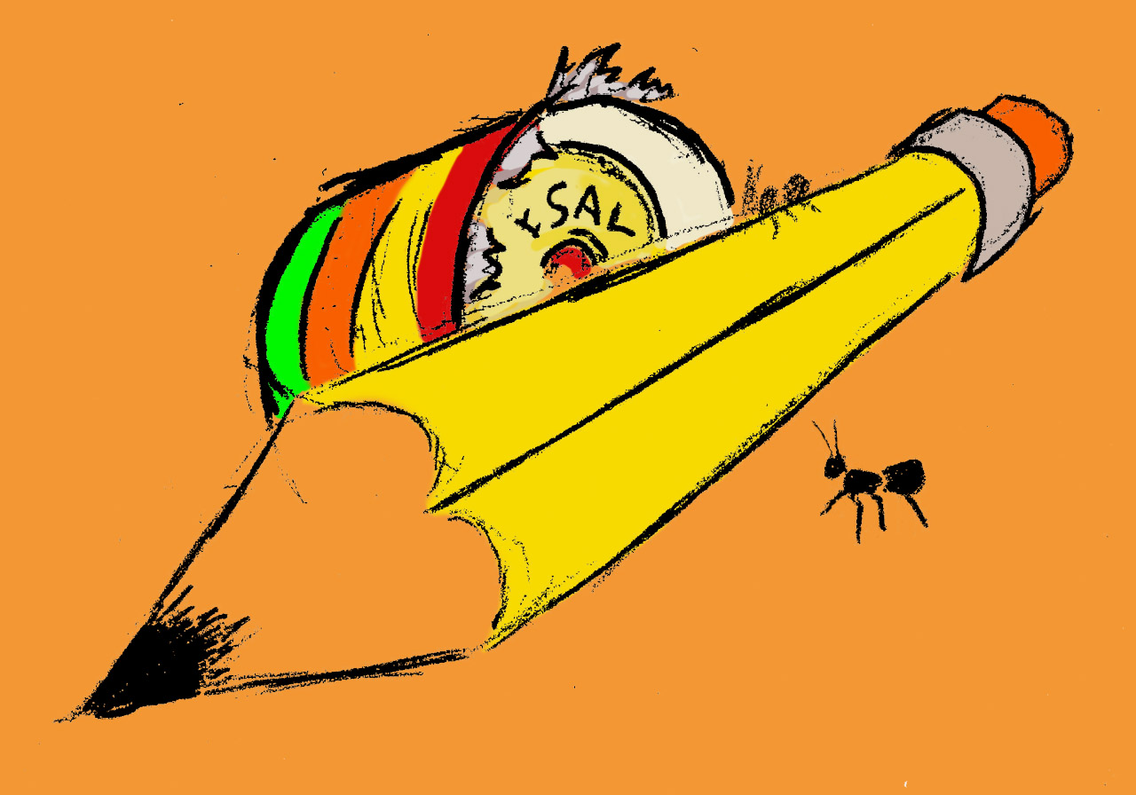 A yellow #2 pencil and a roll of Lifesavers candy.