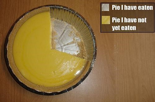 Pie chart about pi that has been eaten and pie that has not been eaten.