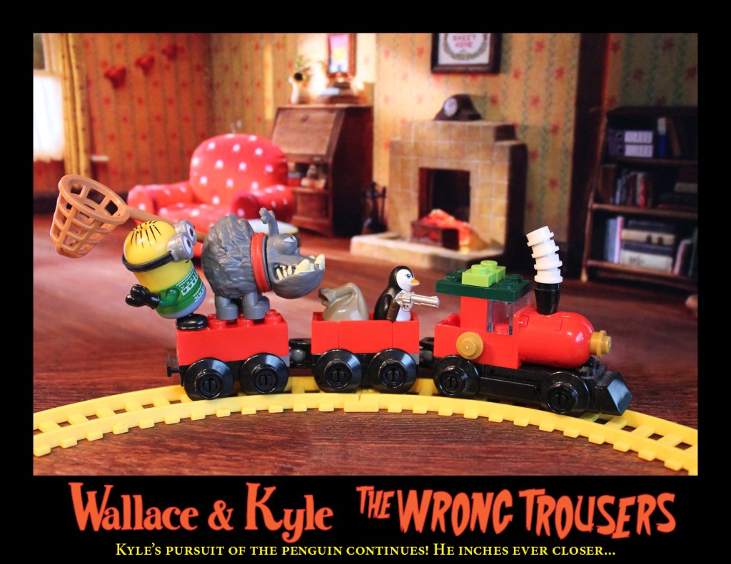 Wallace & Kyle attempt to stop Feathers McGraw.